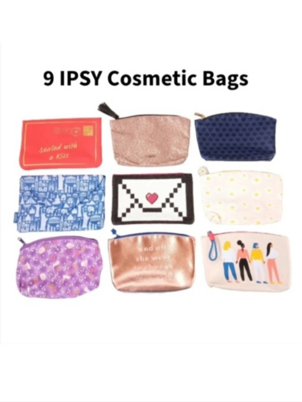 IPSY Lot of 9 Cosmetic Bags | NWOT | Makeup Glam Bags